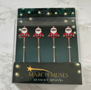 Dessert Spoons with Santa Pendant