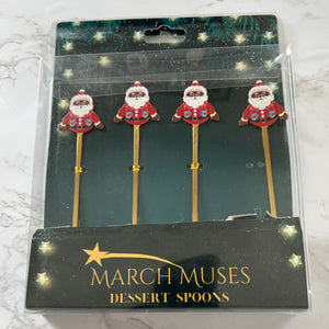 Dessert Spoons with Santa Pendant