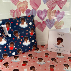 Cupid Wrapping Paper and Tag Pink